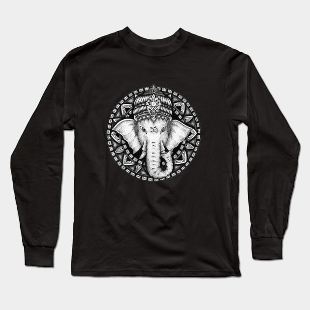 Ganesha Mandala Long Sleeve T-Shirt by Litedawn